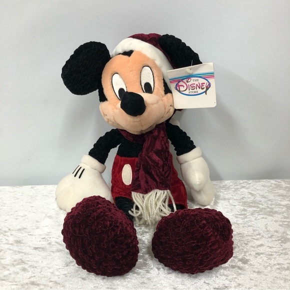 Walt Disney Store Mickey Mouse Christmas Velvet Cape Plush Stuffed Animal 1999 - Picture 1 of 13